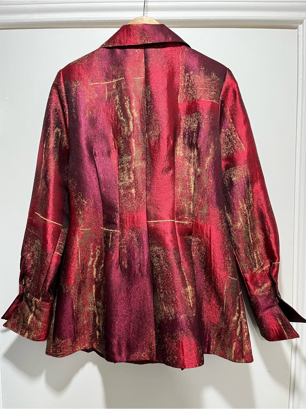 Finley Jacquard Medium Women’s Blazer Jacket Shimmering Pleated Single Button - Picture 2 of 8